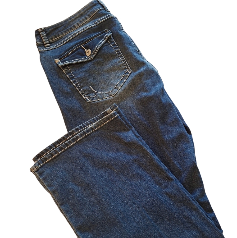 INC Bootleg Regular Fit Distressed Women's Size: 14 Dark Wash Blue Denim Jeans